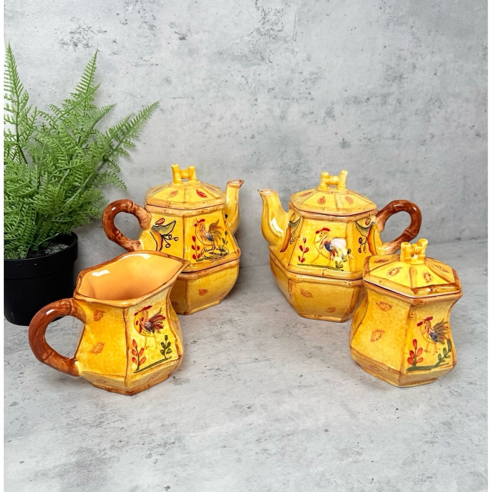 ACK ceramic bamboo rooster set